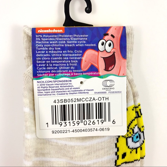 Nickelodeon Spongebob Squarepants Socks Size 6-12 - Picture 4 of 5